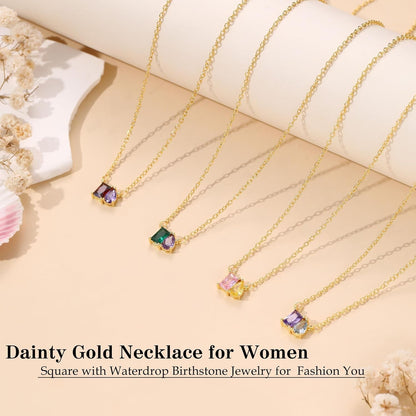 Mothers Day Gifts for Daughter Mom, Birthstone Necklace for Women Teen Gifts 14K Gold Plated Necklace with 1-12 Birthstone 16Th 18Th 21St 30Th 50Th Birthday Gift for Her Christmas Jewelry