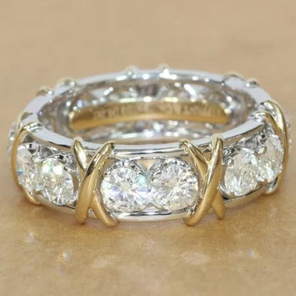 So Sparkling ! 925 Solid Sterling Silver Natural Gemstone White Sapphire Diamond Eternity Stackable Band Ring Wedding Engagement Fine Jewelry