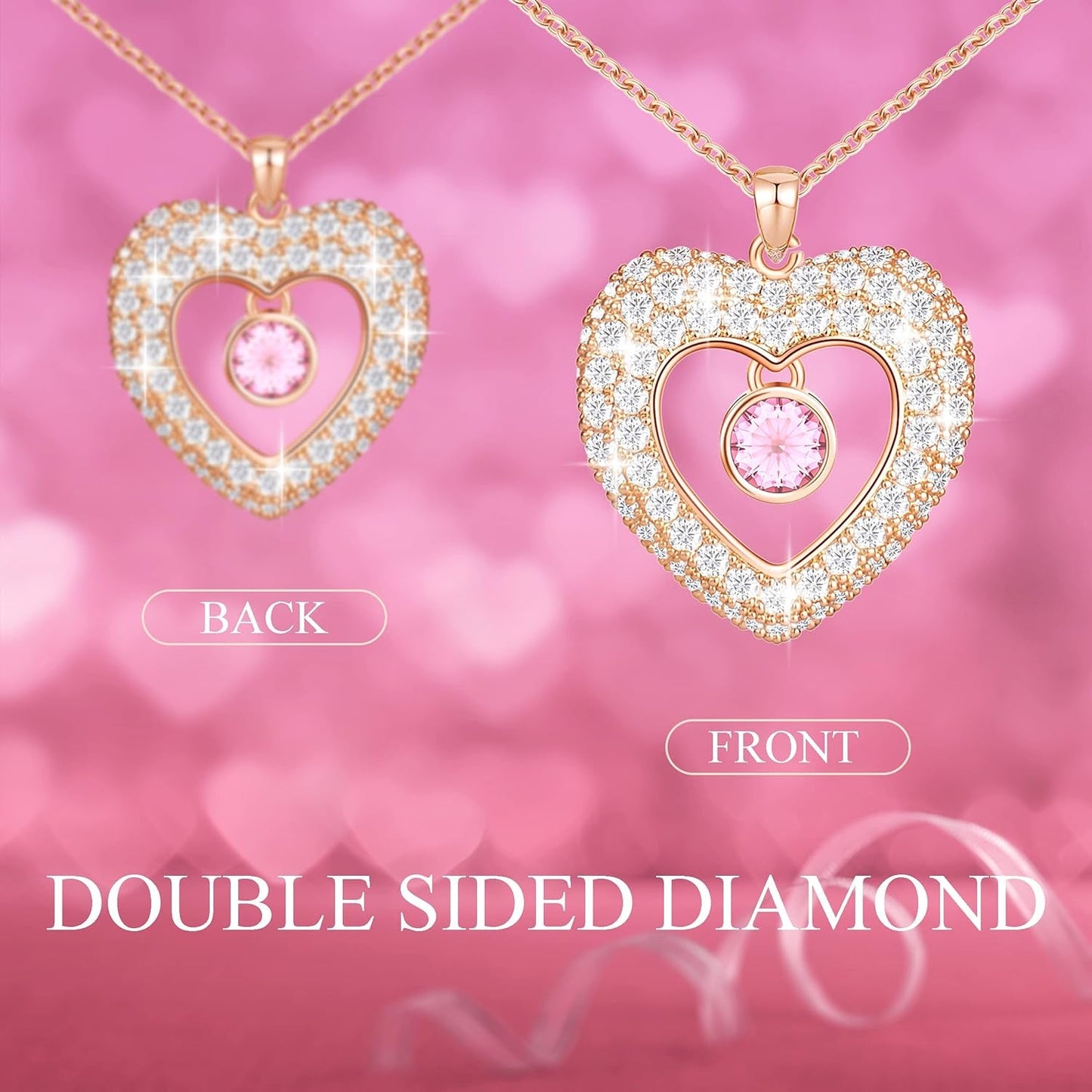 Birthstone Necklaces for Women & Girls, Love Heart Pendant Necklace Chains Jewelry Gifts, 5A Zirconia I Love You Necklace, Anniversary Birthday 2023 Gifts for Wife/Girlfriend/Her