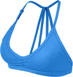 Workout Sports Bras for Women Padded Strappy Open Back Gym Bra Light Impact Criss Cross Yoga Crop Top