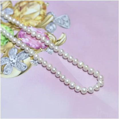 Genuine 8-9MM Nearly round Natural Freshwater Pearl Necklace for Women Birthday Gifts Fine Jewelry