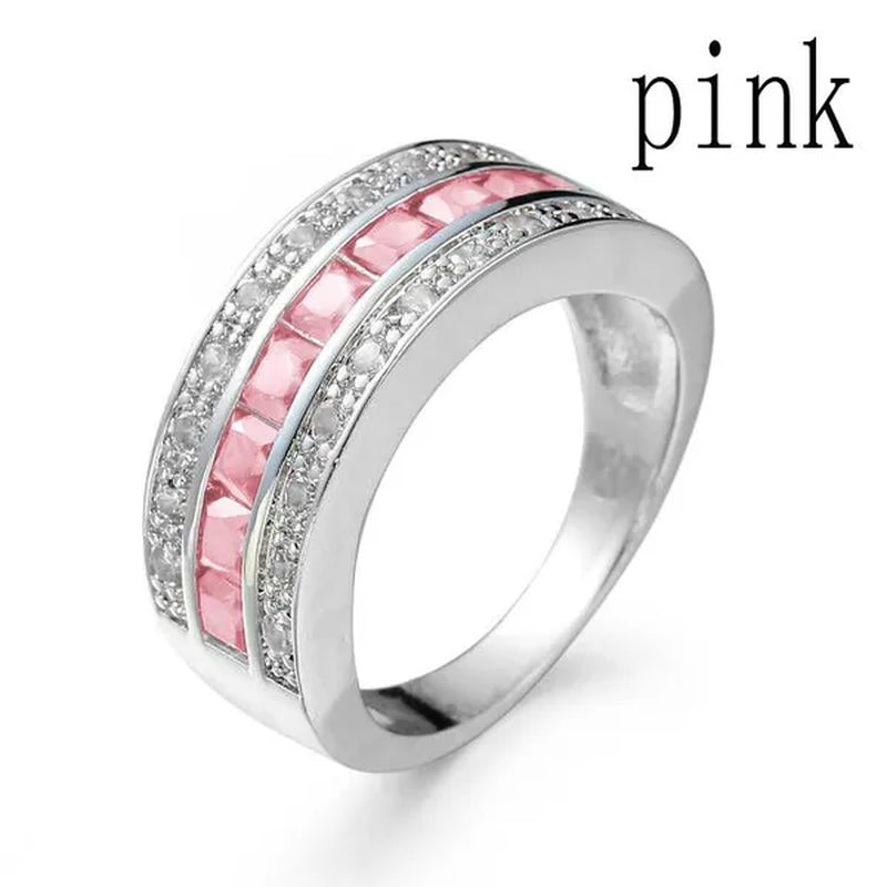 Fashion Women Men's Ruby CZ 925 Silver Plated Gem Ring Band Gift Size 7-11  (Choice Color and Size )