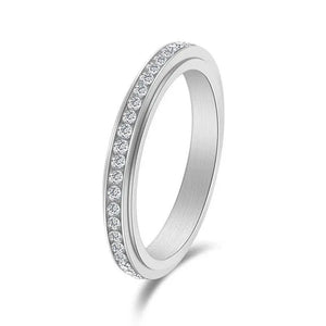 4Mm Wide Titanium Steel Exquisitely Inlaid Single Drainage Diamond for Men and Women Luxury Fashion Exquisitely Stackable Ring Engagement and Wedding Ring