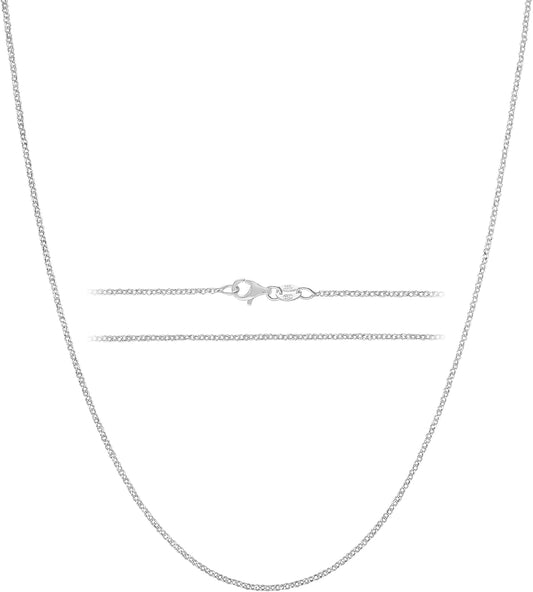 Solid 925 Sterling Silver Chain Necklace - Diamond Cut Cable Link Chain – 1.6Mm Thin, Dainty, for Women & Men with Lobster Clasp – Made in Italy, (16-30 Inch)