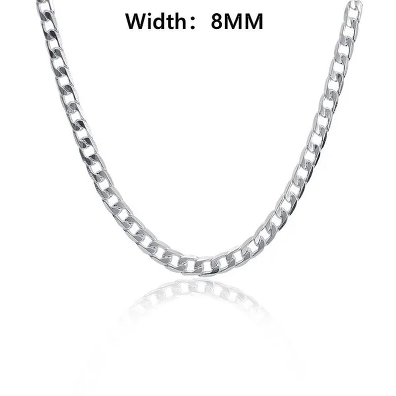 Wholesale High Quality 925 Sterling Silver Fashion Jewelry Set 925 Silver Curb Link Chain Bracelet & Necklace16-30 Inches for Women and Men