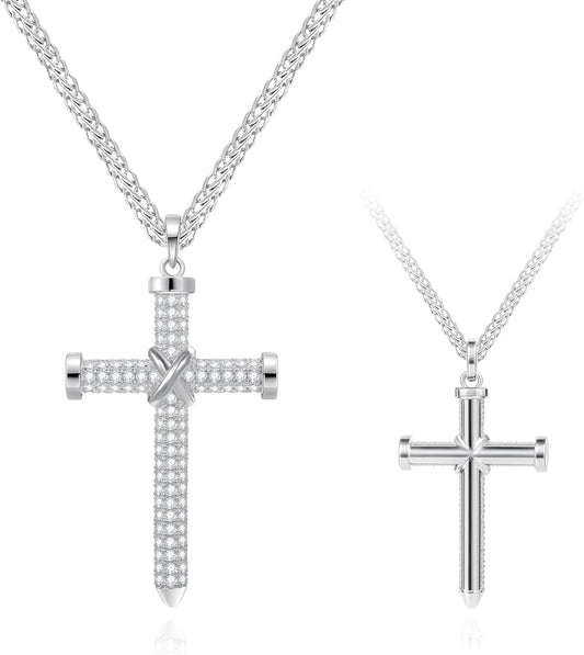 S925 Sterling Silver Cross Necklace for Women – Dainty Pendant Necklace with Sparkling Cubic Zirconia, Adjustable Gold Plated Necklace, Meaningful Jewelry Gift