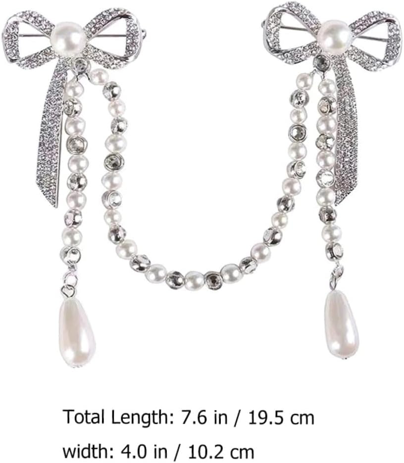 Unique Brooches for Women Pearl Butterfly Corsage Tassel Brooch Elegant Diamond Breast Pin Chain for Women Lady Pin Brooch for Parties