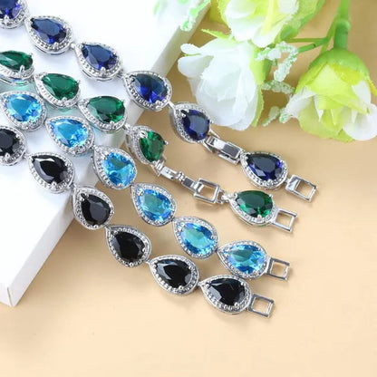 Silver 925 Selling Water Drop Green Zircon Bracelet Health Fashion Jewelry For Women