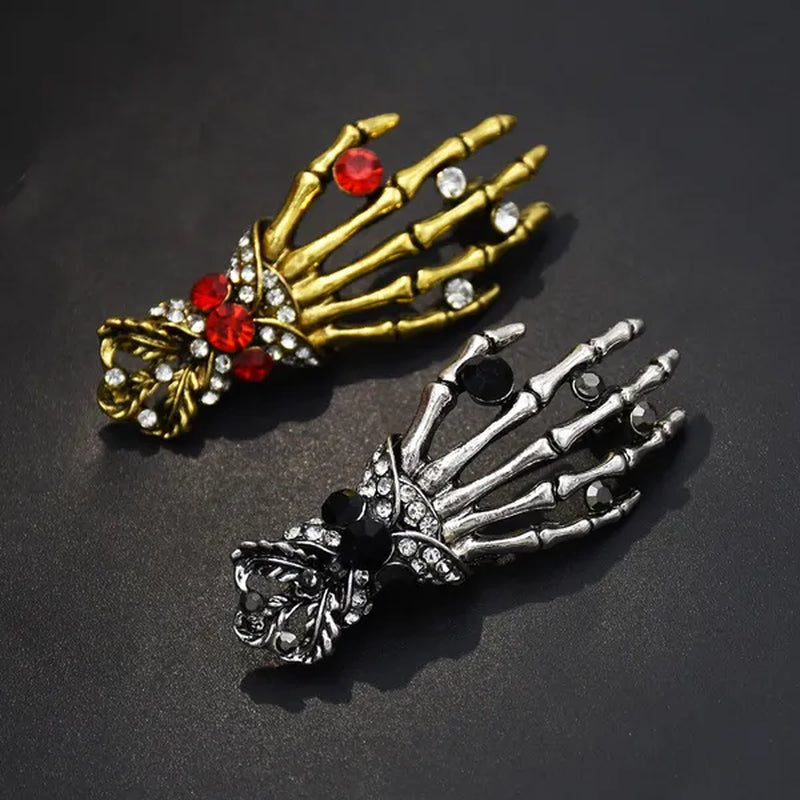 Fashion Hand shape Diamond open crystal female chain tassel brooch