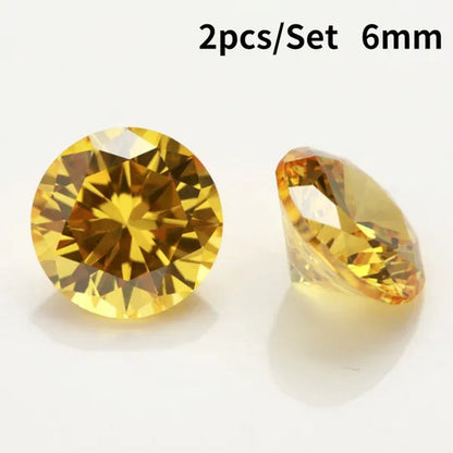 2Pcs/Set 6.5Mm 1Ct Yellow Diamond round Excellent Cut Loose Gemstone