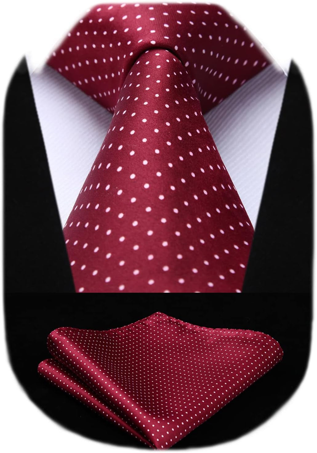 Polka Dot Ties for Men Classic Silk Ties and Pocket Square Formal Business Necktie Handkerchief Wedding Party