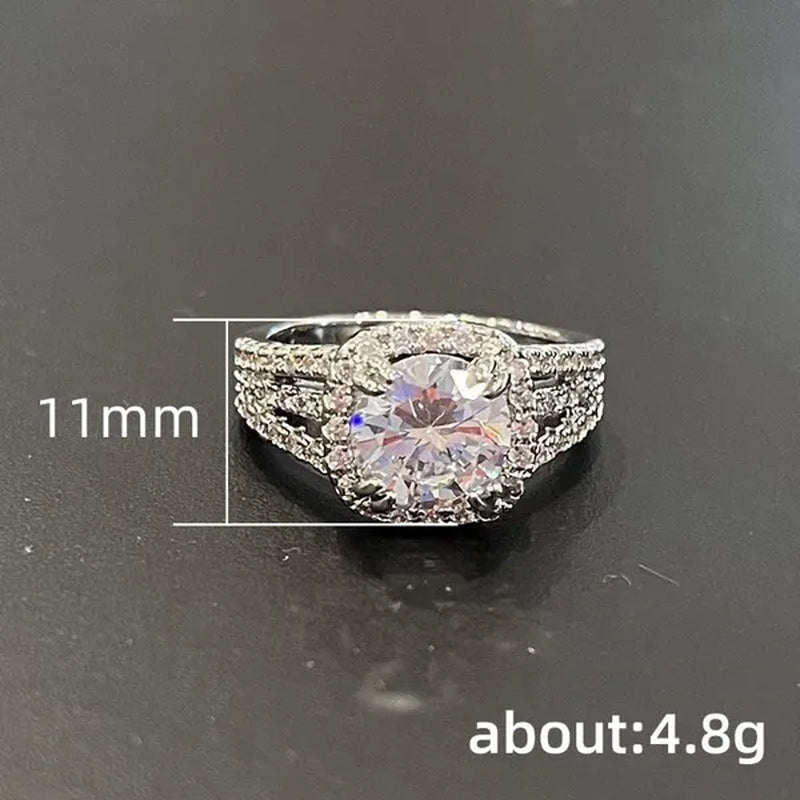 Exquisite 925 Sterling Silver Diamond Rings for Women Bridal Wedding Ring Jewelry Valentine'S Day Proposal Gift - WORLD TIME VISITS