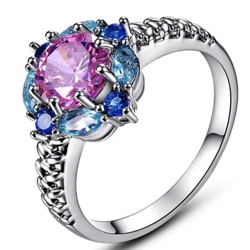 Elegant 925 Sterling Silver Emerald Women Rings Fashion Ruby Amethyst Wedding Party Jewelry Rings for Women - WORLD TIME VISITS