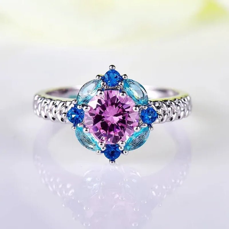 Elegant 925 Sterling Silver Emerald Women Rings Fashion Ruby Amethyst Wedding Party Jewelry Rings for Women - WORLD TIME VISITS