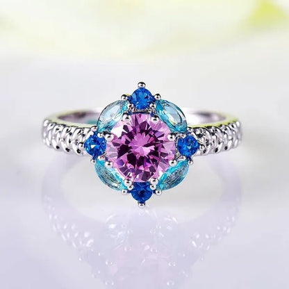 Elegant 925 Sterling Silver Emerald Women Rings Fashion Ruby Amethyst Wedding Party Jewelry Rings for Women - WORLD TIME VISITS