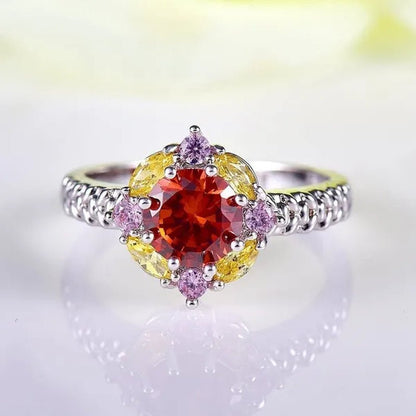 Elegant 925 Sterling Silver Emerald Women Rings Fashion Ruby Amethyst Wedding Party Jewelry Rings for Women - WORLD TIME VISITS