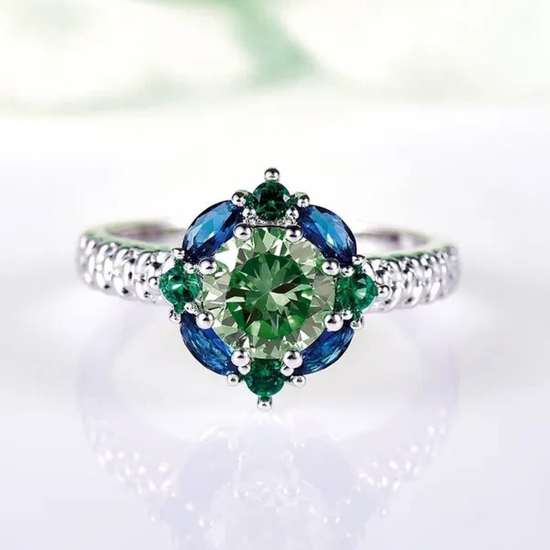 Elegant 925 Sterling Silver Emerald Women Rings Fashion Ruby Amethyst Wedding Party Jewelry Rings for Women - WORLD TIME VISITS