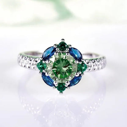 Elegant 925 Sterling Silver Emerald Women Rings Fashion Ruby Amethyst Wedding Party Jewelry Rings for Women - WORLD TIME VISITS
