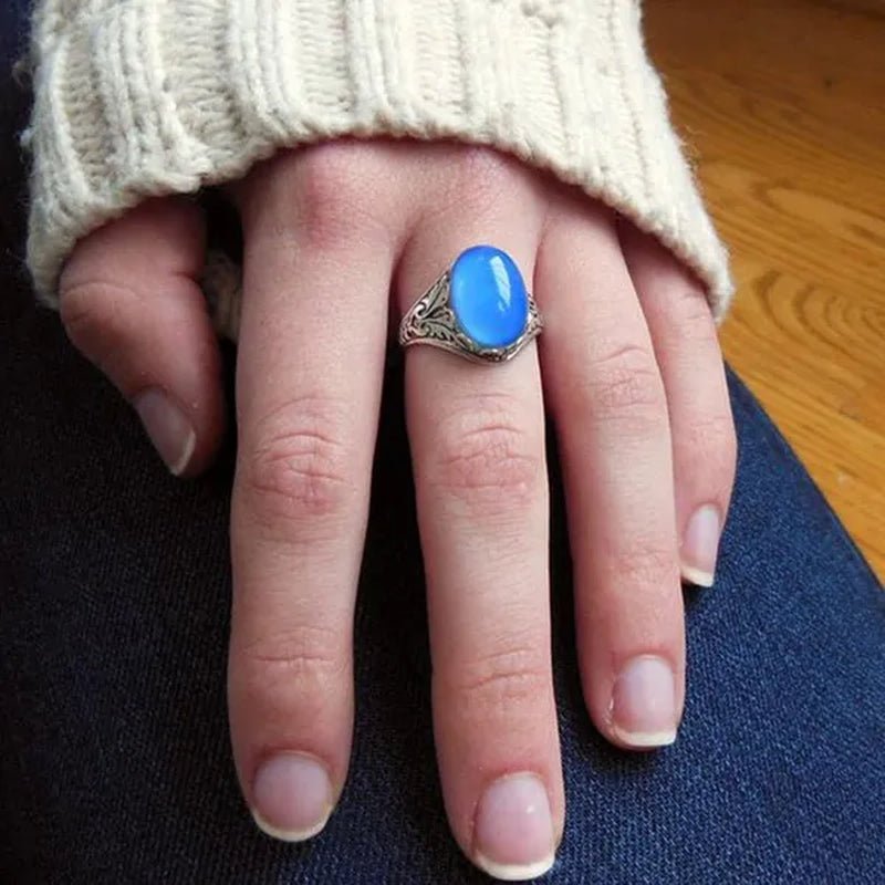 Elegant and Fashionable Retro Women's Ring, Women's Jewelry Accessories Inlaid with Temperature - sensitive Change of The Color of The Main Stone, Romantic Bride Engagement Wedding Rings, Christmas, Anniversary and Birthday Gifts for Her - WORLD TIME VISITS