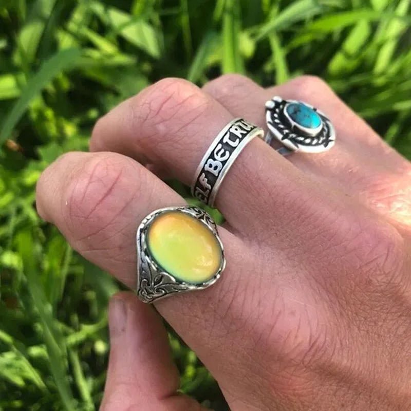 Elegant and Fashionable Retro Women's Ring, Women's Jewelry Accessories Inlaid with Temperature - sensitive Change of The Color of The Main Stone, Romantic Bride Engagement Wedding Rings, Christmas, Anniversary and Birthday Gifts for Her - WORLD TIME VISITS