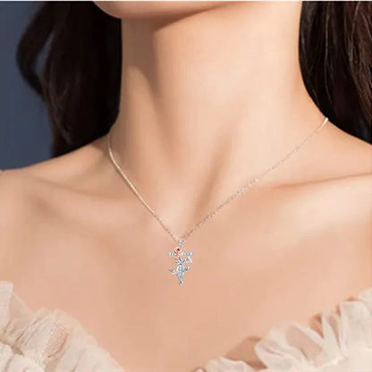 Elegant Fashion Creative Cross Rose Necklace Natural Crystal Cross Diamond Necklace Religious Cross Flower Pendant Women's Necklace Wedding Pendant Birthday Party Anniversary Gift - WORLD TIME VISITS