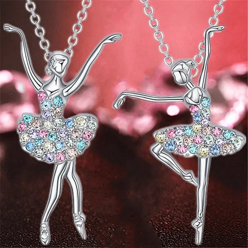 Elegant Fashion Creative Girl Necklace Ballet Sister Necklace Gift Suitable for Female Personality Creative Rainbow Dancer Dance Friendship Pendant Necklace Jewelry Suitable for Sister Friend Birthday Party Jewelry Anniversary Gift - WORLD TIME VISITS