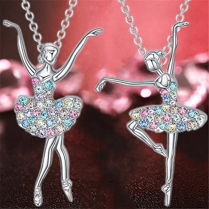 Elegant Fashion Creative Girl Necklace Ballet Sister Necklace Gift Suitable for Female Personality Creative Rainbow Dancer Dance Friendship Pendant Necklace Jewelry Suitable for Sister Friend Birthday Party Jewelry Anniversary Gift - WORLD TIME VISITS