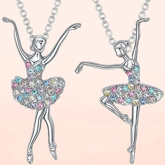 Elegant Fashion Creative Girl Necklace Ballet Sister Necklace Gift Suitable for Female Personality Creative Rainbow Dancer Dance Friendship Pendant Necklace Jewelry Suitable for Sister Friend Birthday Party Jewelry Anniversary Gift - WORLD TIME VISITS