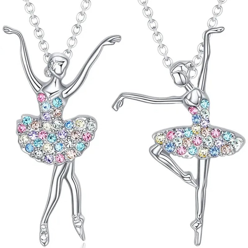 Elegant Fashion Creative Girl Necklace Ballet Sister Necklace Gift Suitable for Female Personality Creative Rainbow Dancer Dance Friendship Pendant Necklace Jewelry Suitable for Sister Friend Birthday Party Jewelry Anniversary Gift - WORLD TIME VISITS