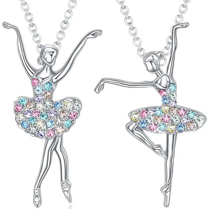 Elegant Fashion Creative Girl Necklace Ballet Sister Necklace Gift Suitable for Female Personality Creative Rainbow Dancer Dance Friendship Pendant Necklace Jewelry Suitable for Sister Friend Birthday Party Jewelry Anniversary Gift - WORLD TIME VISITS