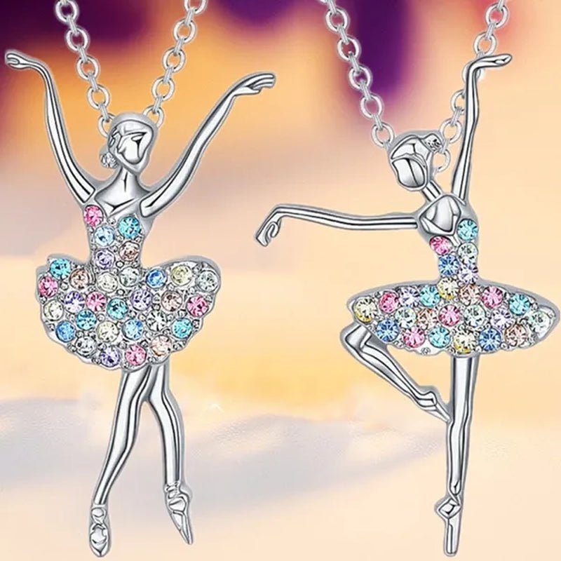 Elegant Fashion Creative Girl Necklace Ballet Sister Necklace Gift Suitable for Female Personality Creative Rainbow Dancer Dance Friendship Pendant Necklace Jewelry Suitable for Sister Friend Birthday Party Jewelry Anniversary Gift - WORLD TIME VISITS
