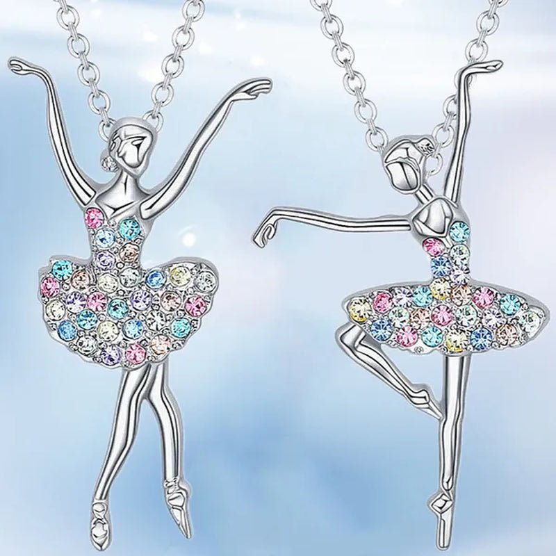 Elegant Fashion Creative Girl Necklace Ballet Sister Necklace Gift Suitable for Female Personality Creative Rainbow Dancer Dance Friendship Pendant Necklace Jewelry Suitable for Sister Friend Birthday Party Jewelry Anniversary Gift - WORLD TIME VISITS