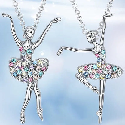 Elegant Fashion Creative Girl Necklace Ballet Sister Necklace Gift Suitable for Female Personality Creative Rainbow Dancer Dance Friendship Pendant Necklace Jewelry Suitable for Sister Friend Birthday Party Jewelry Anniversary Gift - WORLD TIME VISITS