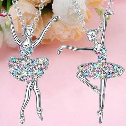 Elegant Fashion Creative Girl Necklace Ballet Sister Necklace Gift Suitable for Female Personality Creative Rainbow Dancer Dance Friendship Pendant Necklace Jewelry Suitable for Sister Friend Birthday Party Jewelry Anniversary Gift - WORLD TIME VISITS