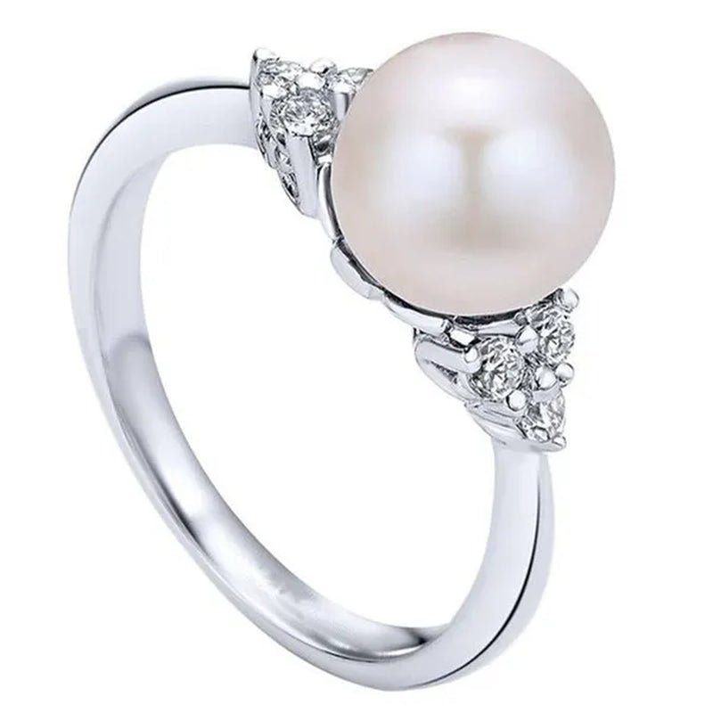 Elegant Pearl Diamond White Sapphire Women Jewelry 925 Sterling Silver Ring Engagement Wedding Jewelry Size 6 7 8 9 10 - WORLD TIME VISITS