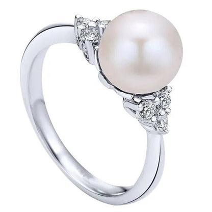 Elegant Pearl Diamond White Sapphire Women Jewelry 925 Sterling Silver Ring Engagement Wedding Jewelry Size 6 7 8 9 10 - WORLD TIME VISITS