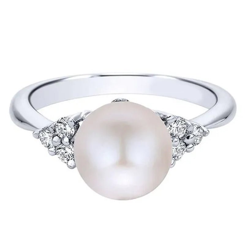 Elegant Pearl Diamond White Sapphire Women Jewelry 925 Sterling Silver Ring Engagement Wedding Jewelry Size 6 7 8 9 10 - WORLD TIME VISITS