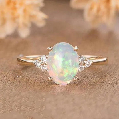 Exquisite and Fashionable White Stone Opal Rings for Women Mother's Day Zircon Ring European and American Bridal Party Wedding Engagement Ring Anniversary Party Birthday Family Gift Jewelry - WORLD TIME VISITS