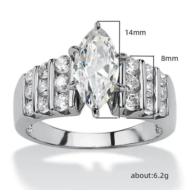 Exquisite Elegant Bridal Wedding Rings for Women Jewelry Micro Pave Diamond Claw Setting Marquise White Sapphire Rings - WORLD TIME VISITS