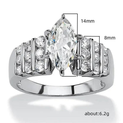 Exquisite Elegant Bridal Wedding Rings for Women Jewelry Micro Pave Diamond Claw Setting Marquise White Sapphire Rings - WORLD TIME VISITS