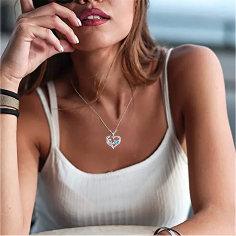 Exquisite Fashion Women Creative Heart Shaped Turtle Necklace Mother Child Turtle Sapphire Pendant Engagement Necklace Women Animal Jewelry Party Anniversary Gift - WORLD TIME VISITS