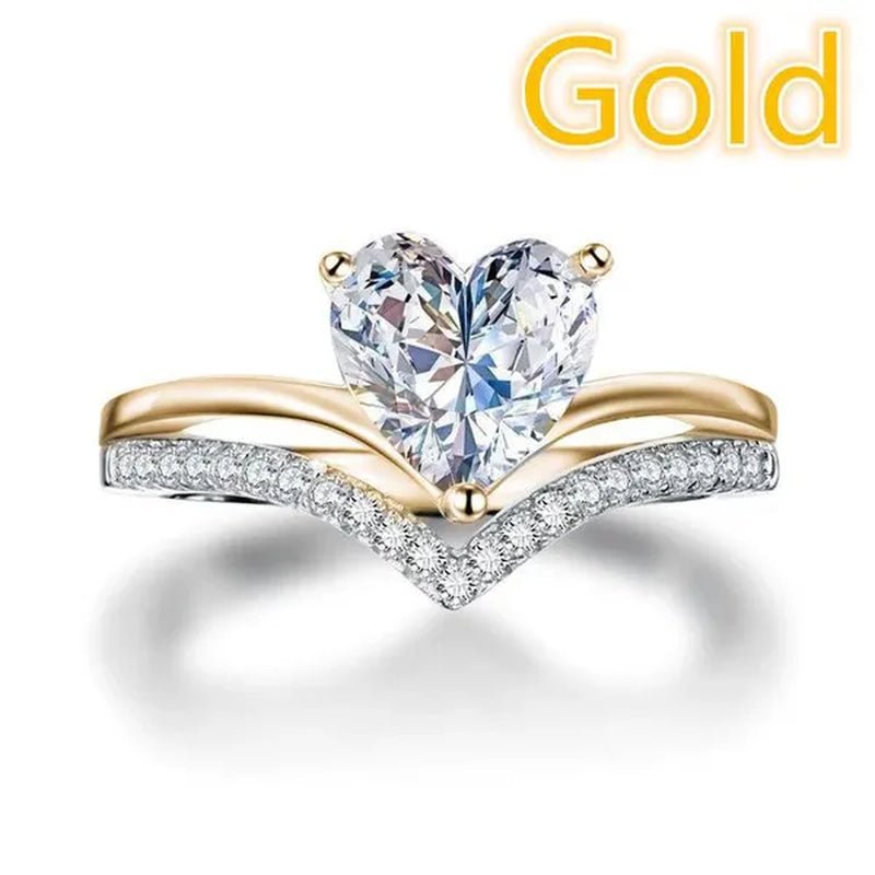 Exquisite Heart Rings for Women Fashion Engagement Wedding Party Crystal Zircon Ring Gifts - WORLD TIME VISITS