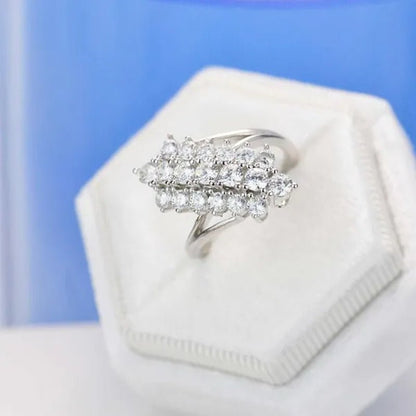 Exquisite Luxury Three Rows Sparkling Zirconia Ring Bridal Engagement Reception Anniversary Jewelry Gift - WORLD TIME VISITS