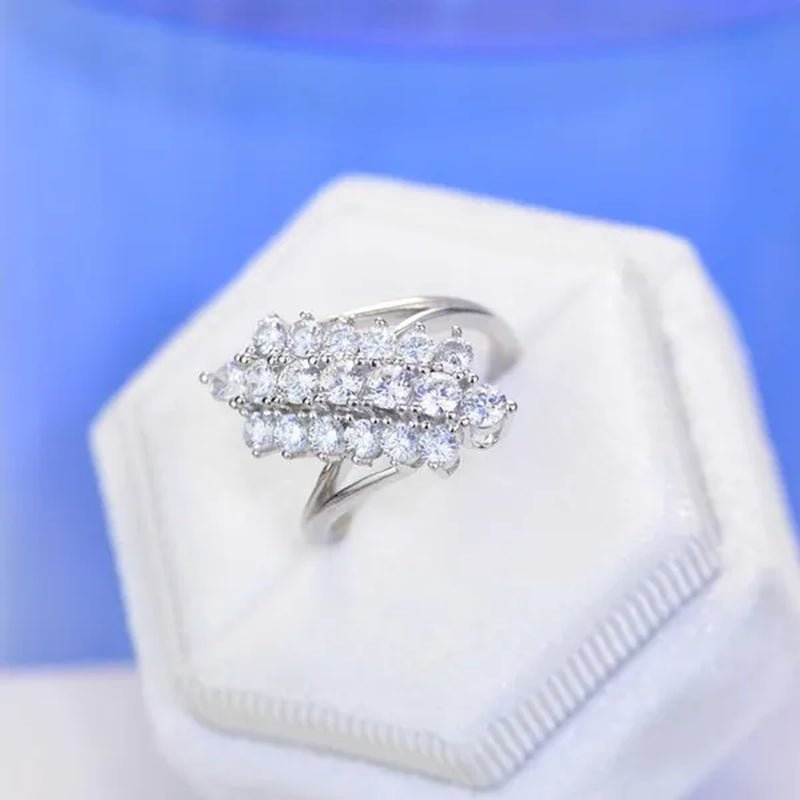 Exquisite Luxury Three Rows Sparkling Zirconia Ring Bridal Engagement Reception Anniversary Jewelry Gift - WORLD TIME VISITS