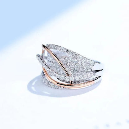 Exquisite Luxury Women's Fashion Dazzling Ring Silver Plated Rose Gold Plated Two - color Cross White Cubic Zirconia Ring Elegant Princess Romantic Bride Engagement Ring Noble Anniversary Ring Christmas Gift Jewelry - WORLD TIME VISITS