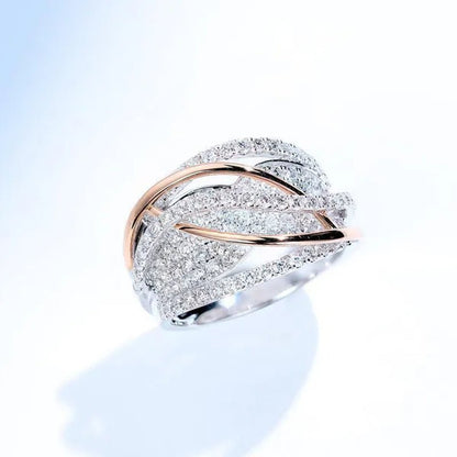 Exquisite Luxury Women's Fashion Dazzling Ring Silver Plated Rose Gold Plated Two - color Cross White Cubic Zirconia Ring Elegant Princess Romantic Bride Engagement Ring Noble Anniversary Ring Christmas Gift Jewelry - WORLD TIME VISITS