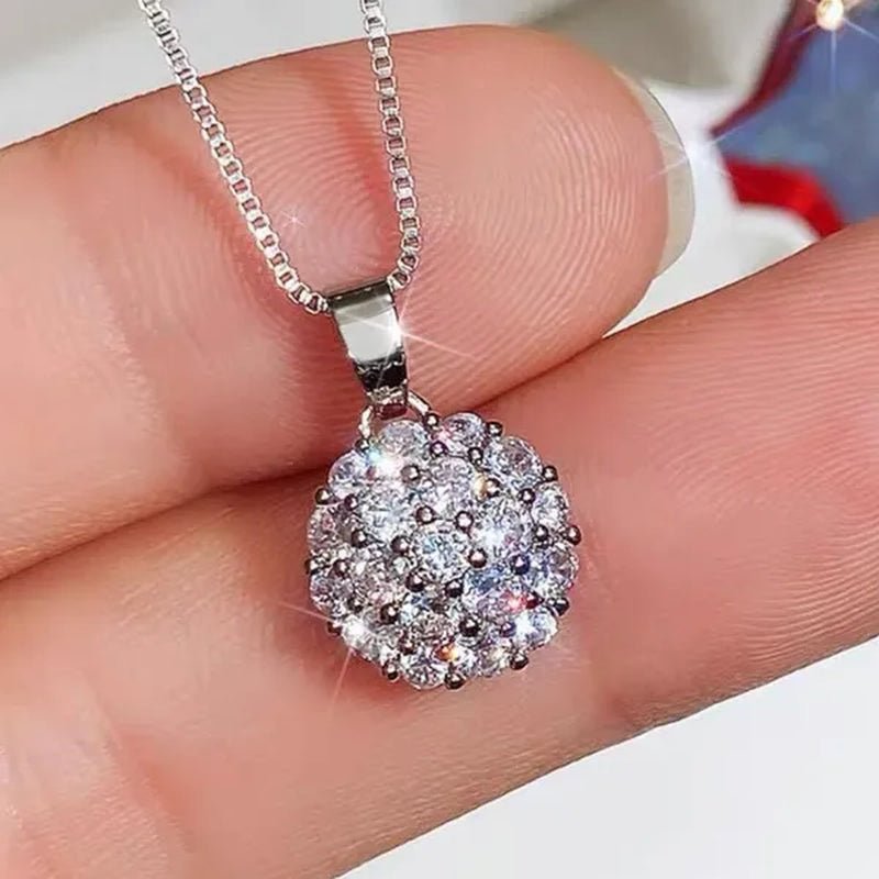 Exquisite Micro Pave Cubic Zirconia Round Crystal Ball Pendant Necklace for Women Anniversary Gift - WORLD TIME VISITS