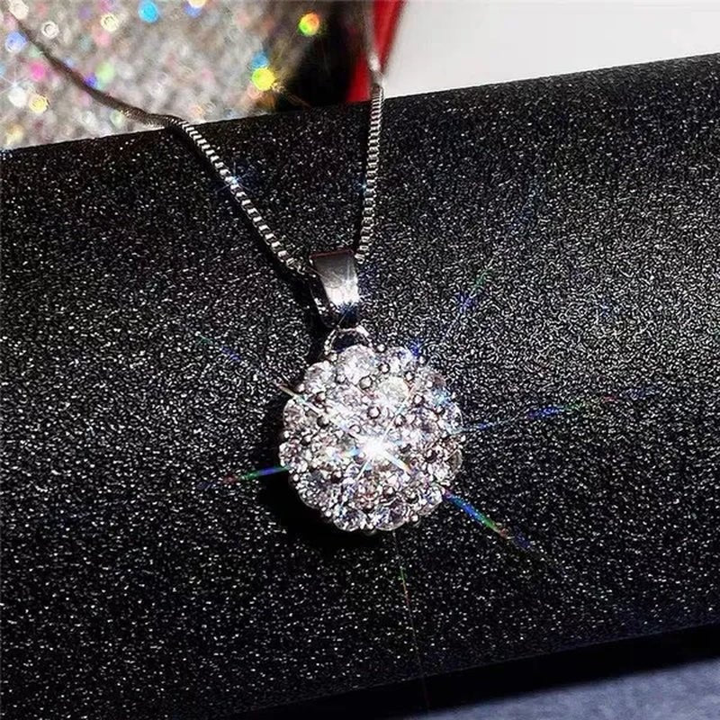 Exquisite Micro Pave Cubic Zirconia Round Crystal Ball Pendant Necklace for Women Anniversary Gift - WORLD TIME VISITS