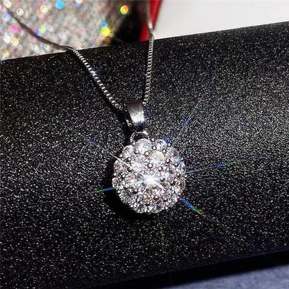 Exquisite Micro Pave Cubic Zirconia Round Crystal Ball Pendant Necklace for Women Anniversary Gift - WORLD TIME VISITS