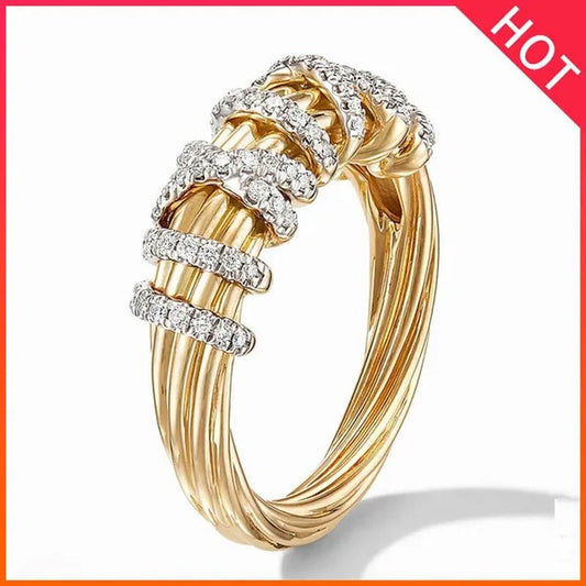 Exquisite niche charming Tree Vine Twist zirconia stong Ring Princess Romantic Gift Ring Wedding Banquet Anniversary Jewelry Gift Size 5 - 11 - WORLD TIME VISITS